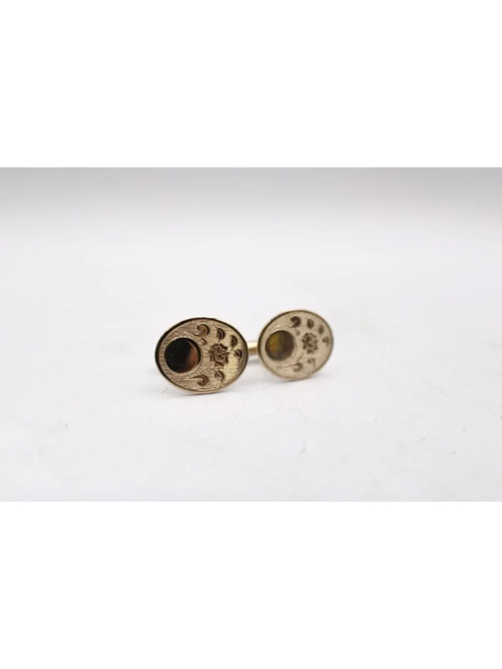 Gold-Tone Cufflinks Set Floral Oval & Square Designs Classic Mens Accessory Vtg